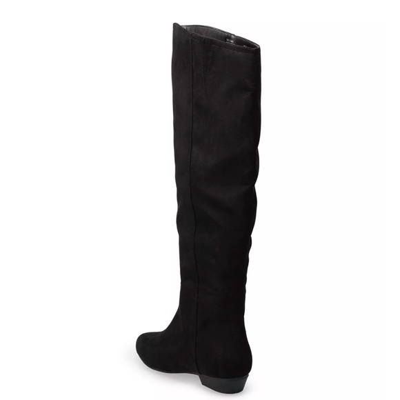 Black Suede Knee High Boots - Picture 3 of 5